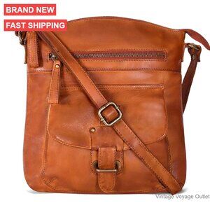 Medium Leather Crossbody Bag with Adjustable Strap, Multiple Pockets